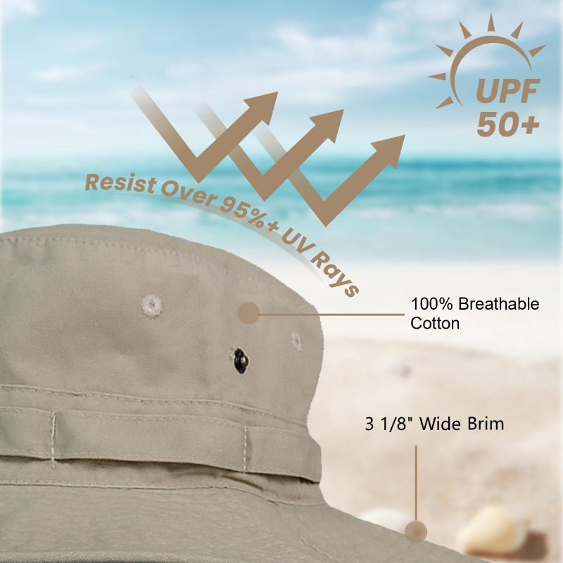 Phaiy Bucket Hat Wide Brim UV Protection Sun Hat Boonie Hats Fishing Hiking Safari Outdoor Hats for Men and Women Khaki - Image 2